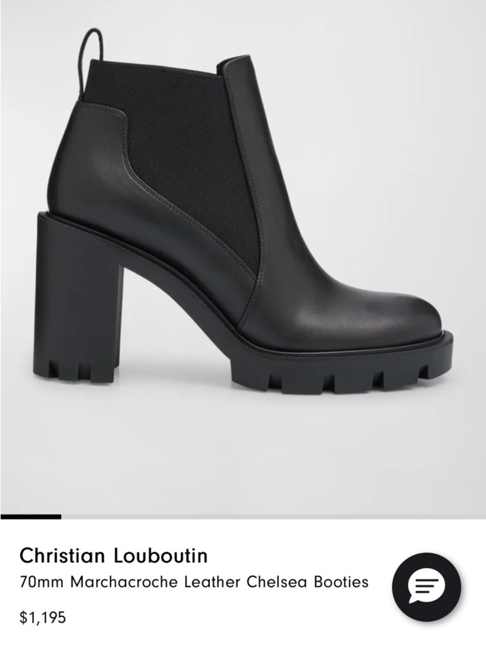 Christian Louboutin Marchacroche Black Leather Boot, Size 7